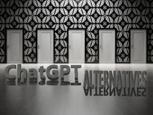 Five similar white doors on a mosaic wall in a lobby