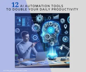 Illustration of various AI automation tools enhancing productivity, with a headline 'AI Automation Tools That Will Double Your Daily Productivity