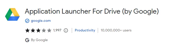 screenshot from the chrome web store of the application launcher for drive with rating