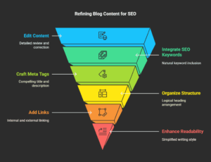 Infographic on Prompt Chaining NotebookLM for creating SEO Blogposts