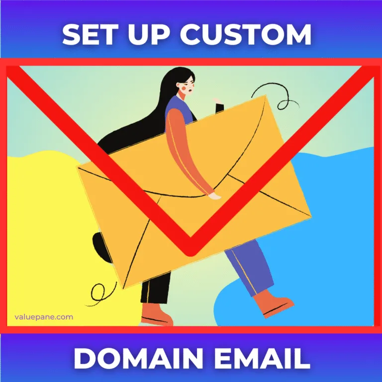 An illustration of a lady walking with a huge envelope depicting Set Up Custom Domain Email