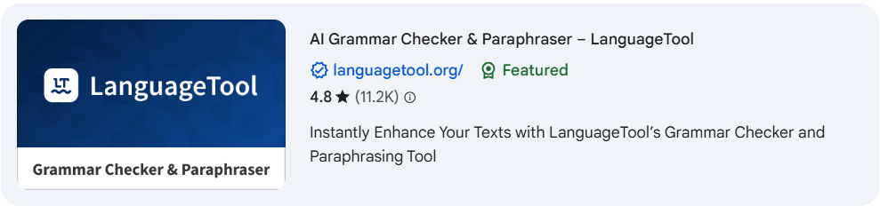 Screenshot of LanguageTool