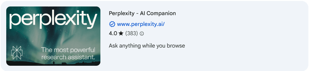 Screenshot of Perplexity