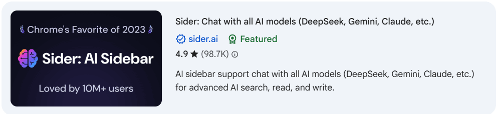 Screenshot of Sider