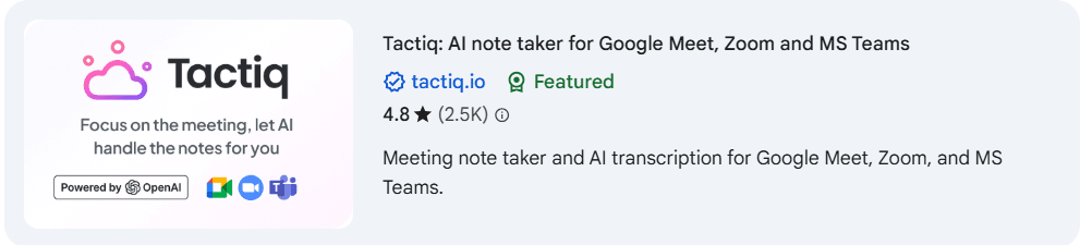 Screenshot of Tactiq