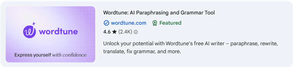 Screenshot of Wordtune