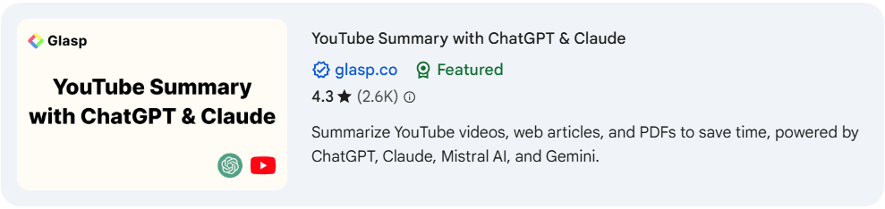 Screenshot of YouTube Summary