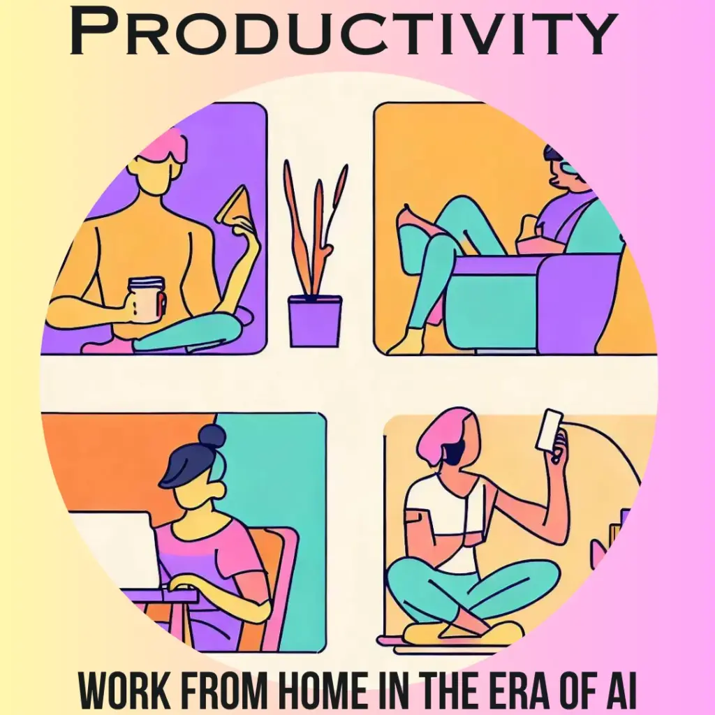 8 Tips To Stay Productive In The Era Of Ai &Amp; Freelancing 1 An collage of vector images to demonstrate work from home and stay productive