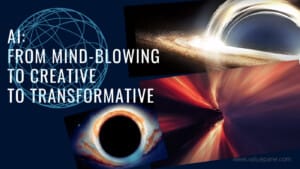 A galaxy being created from the other end of a black hole depicting the creative and transformative side of AI