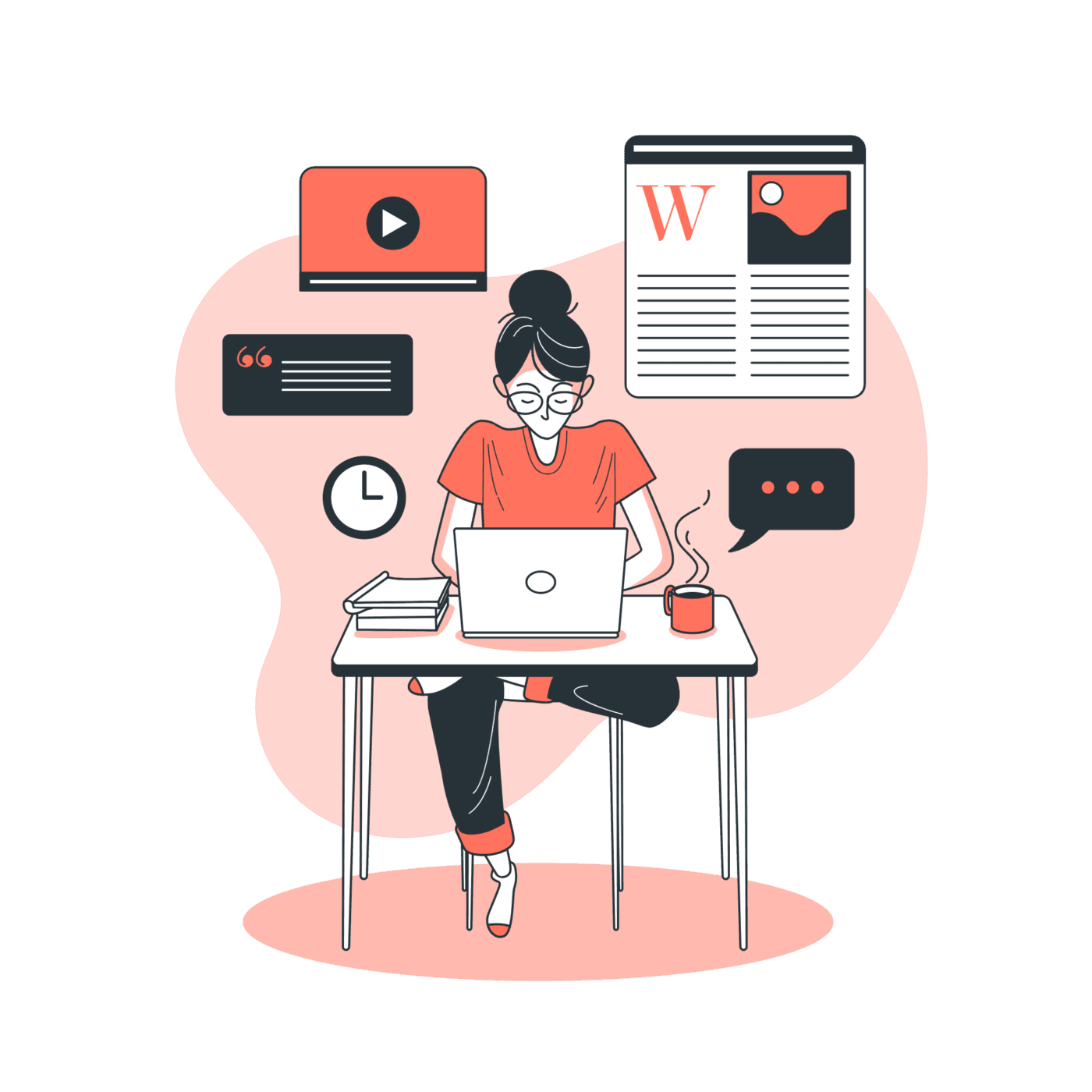 The Ultimate Guide To Master Blogger Settings (2025 Update) 5 An illustration showing a woman managing her blog