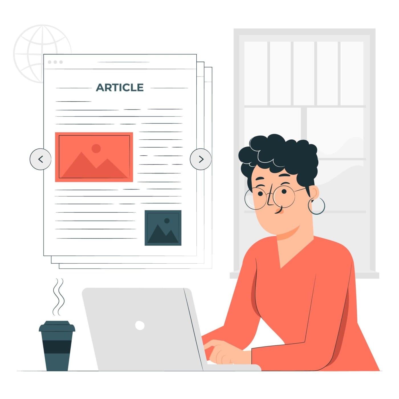 The Ultimate Guide To Master Blogger Settings (2025 Update) 2 An illustration showing a woman writing articles on her laptop