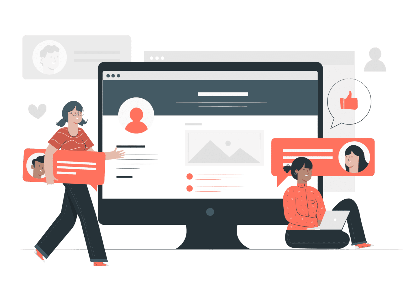 The Ultimate Guide To Master Blogger Settings (2025 Update) 3 An illustration showing two women posting and replying to comments
