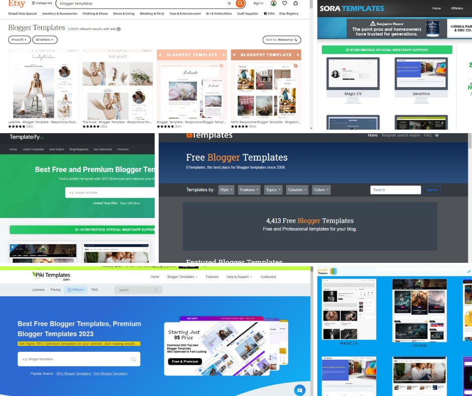 Find, Evaluate, Download &Amp; Install Blogger Templates 3 Another collage of pre-designed template platforms