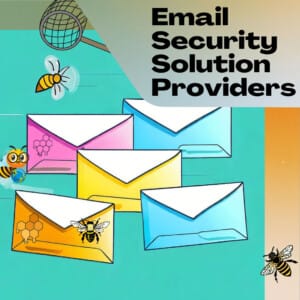 Bees trying to sit on colourful floating envelopes and an insect net awaiting to catch them