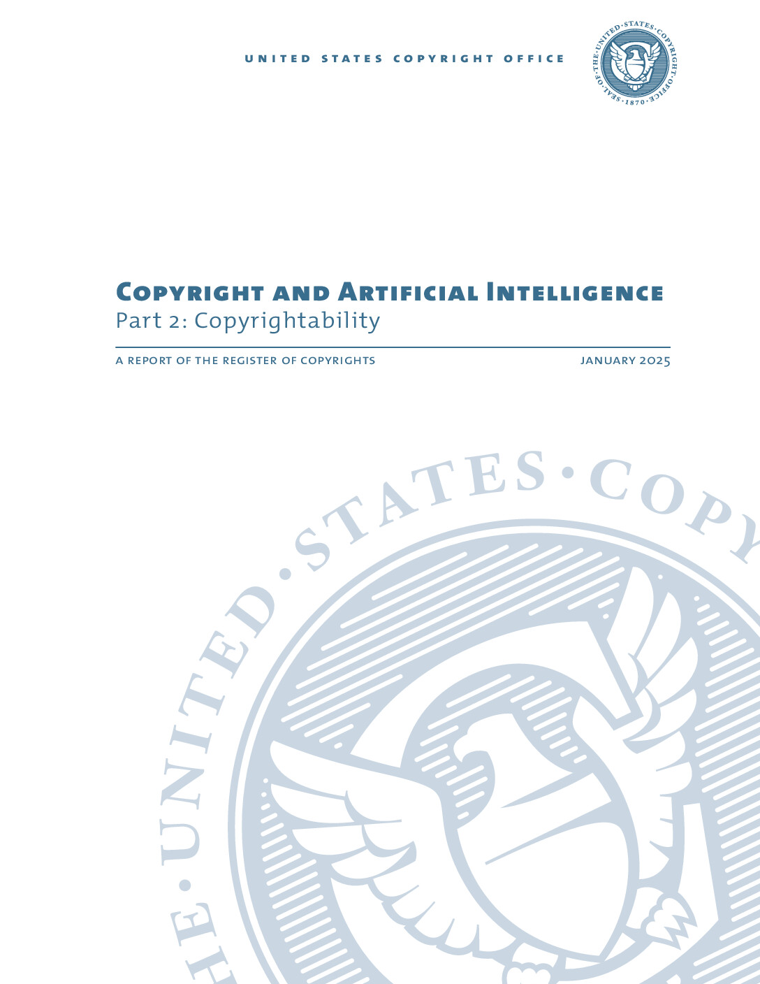 Copyright And Artificial Intelligence Part 2 Copyrightability Report 1