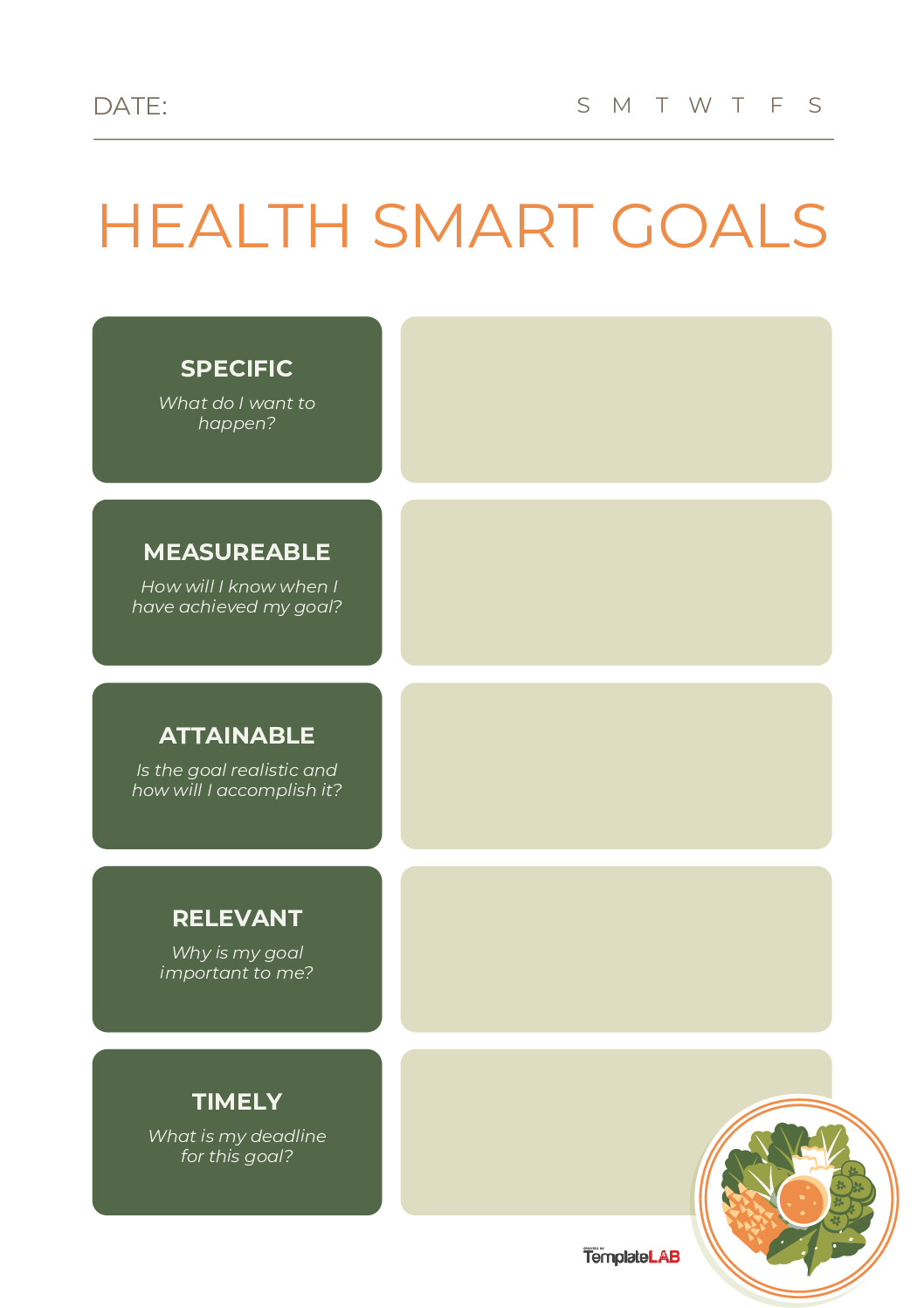 Health &Amp; Fitness Smart Goals Template 1